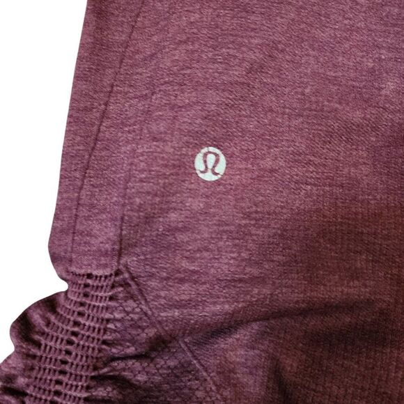Lululemon In The Flow Crop Ribbed Ruched Leggings Womens Size 6 Red - Picture 2 of 3